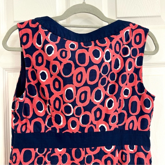 Boden Women Sheath Colorful Geometric Dress US 8R  Pink Blue Sleeveless Cotton - Picture 7 of 13